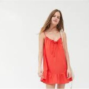 Urban Renewal Flounce‎ Mini Dress Linen Womens Medium Orange